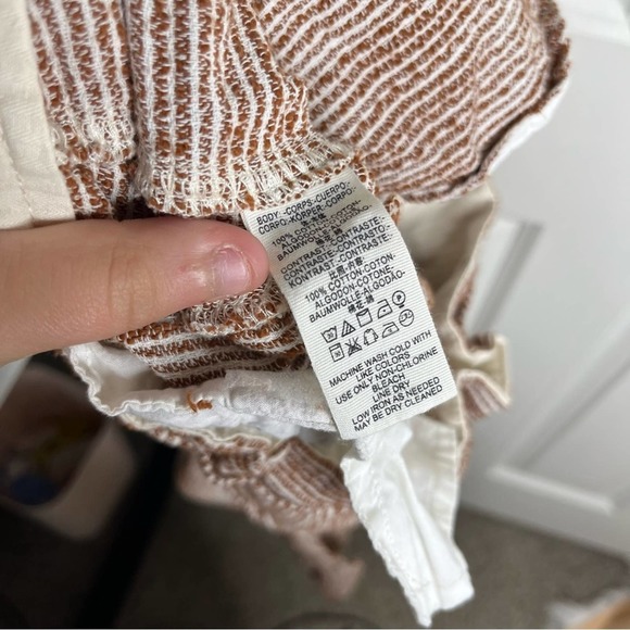 Free People Caraway Light At Sunrise Striped Linen Belt Crop Pants Size 12 - Picture 8 of 8